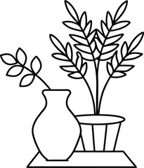 one-continuous-line-drawing-of-leaves-plant-in-vas