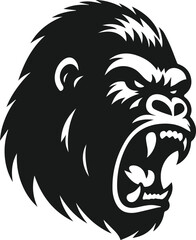Angry gorilla vector silhouette