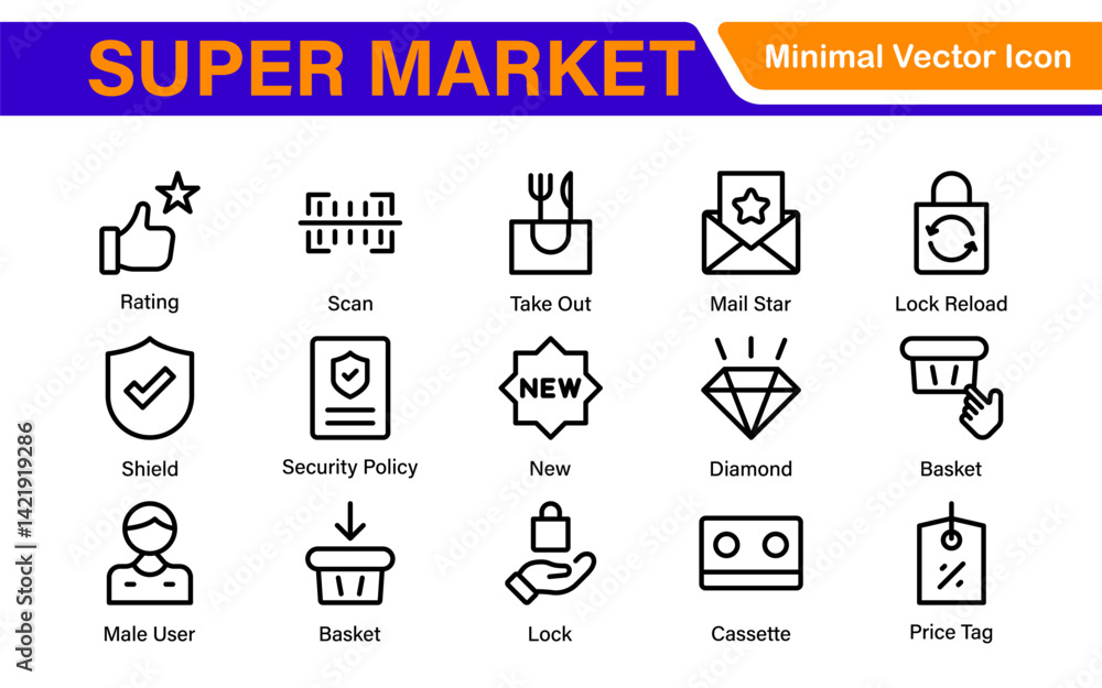 Poster set of shopping cart icons. collection of web icons for online store, from various cart icons in var