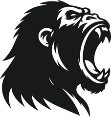 Angry gorilla vector silhouette