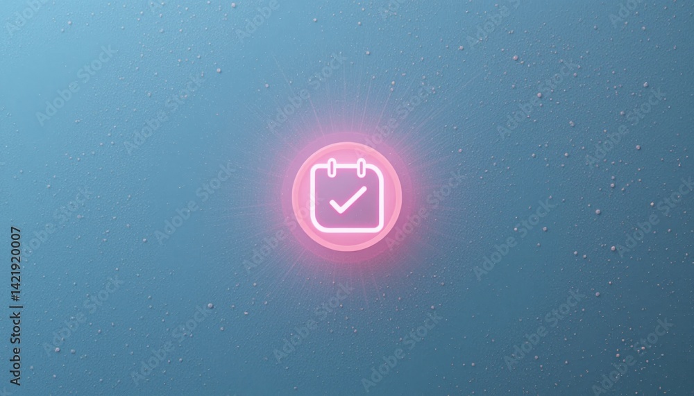 Poster schedule management tool icon with checkmark digital workspace graphic design modern environment clo