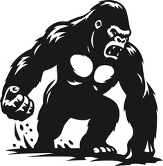 Angry gorilla vector silhouette