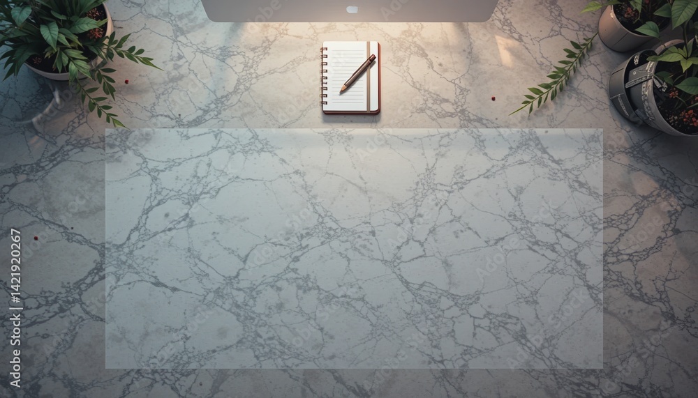 Poster Creative workspace setup home office image display calm environment top view productivity inspiration
