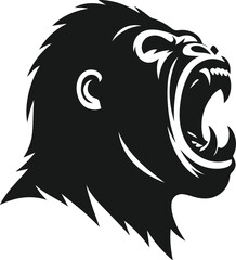 Angry gorilla vector silhouette