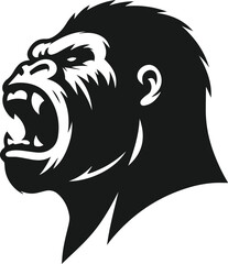 Angry gorilla vector silhouette