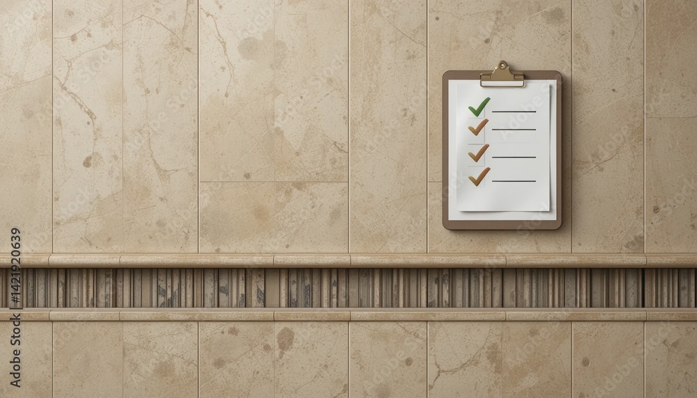 Poster organizing a task checklist office space digital content professional environment close-up view prod