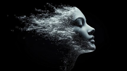 Human head representing AI and intelligence, futuristic development concept, machine learning. -