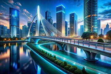 Futuristic Urban Bridge Design Concept: Sleek Modern Architecture