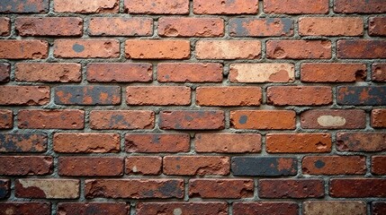 Fototapeta premium A Detailed Texture of a Rustic Brick Wall with Varied Hues and Imperfect Bricks Featuring Gray Mortar