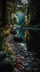 Fototapeta premium Forest River Pathway