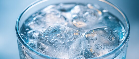 Refreshing Ice Water in Glass: A Close-Up