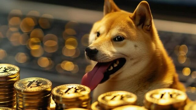 Shiba Inu Celebrates As Bitcoins Rain Down From Above