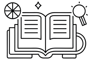  Magazine flat and line icons set Open magazine symbol Vector