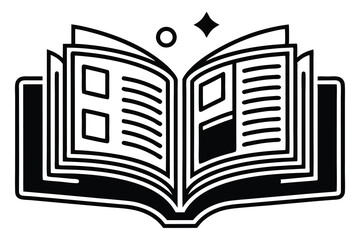  Magazine flat and line icons set Open magazine symbol Vector