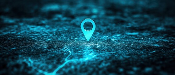 Digital Location Pointer on a Glowing Map