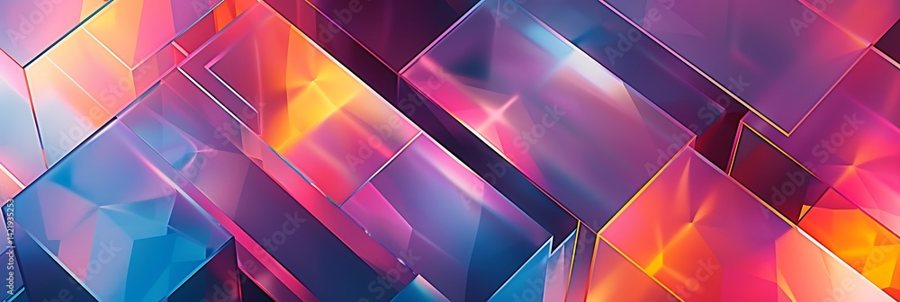 Aufkleber vibrant abstract background composed of overlapping, angular geometric shapes resembling faceted gla
