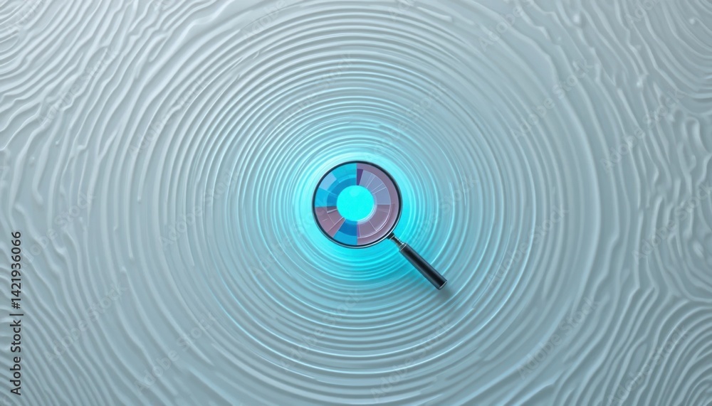 Aufkleber analyzing water ripple patterns with a magnifying glass coastal area digital art abstract environmen