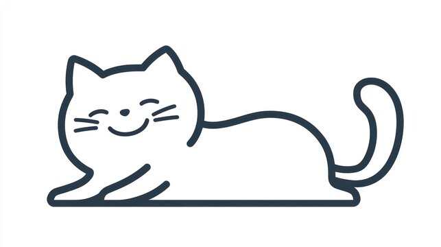 Cute cartoon cat lying down.  Possible use Children's book illustration