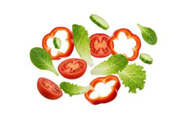 Colorful vegetable slices in motion