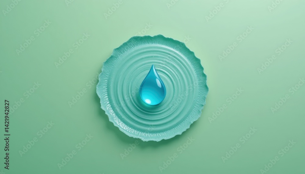 Poster captivating water droplet interaction with surface ripples minimalist background photography calm en