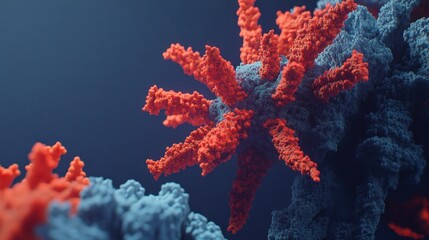 Abstract cluster of coral-like structures in vibrant colors.