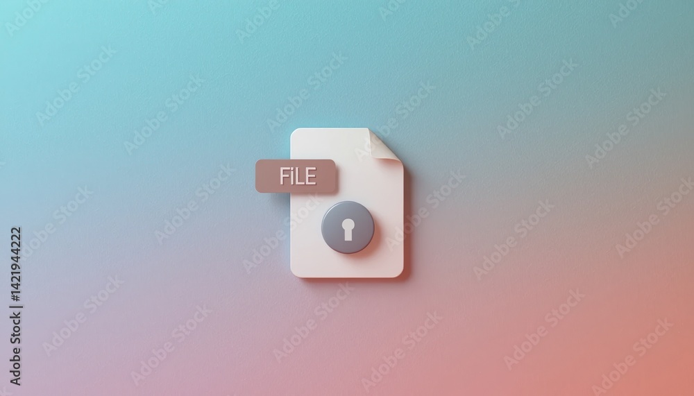 Poster secure file management system digital workspace graphic design modern environment close-up view data