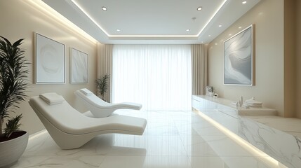 Dermatology and beauty clinic treatment Interior decoration for VIP customers by expert dermatologists. Beauty salon, spa, massage with equipment to to help relax, physiotherapy, relaxing massage.