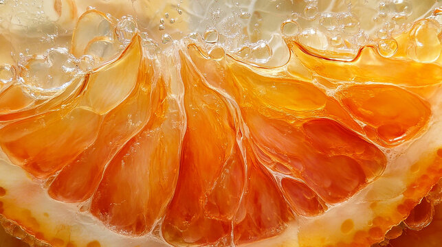 Macro of juicy mandarin orange slice