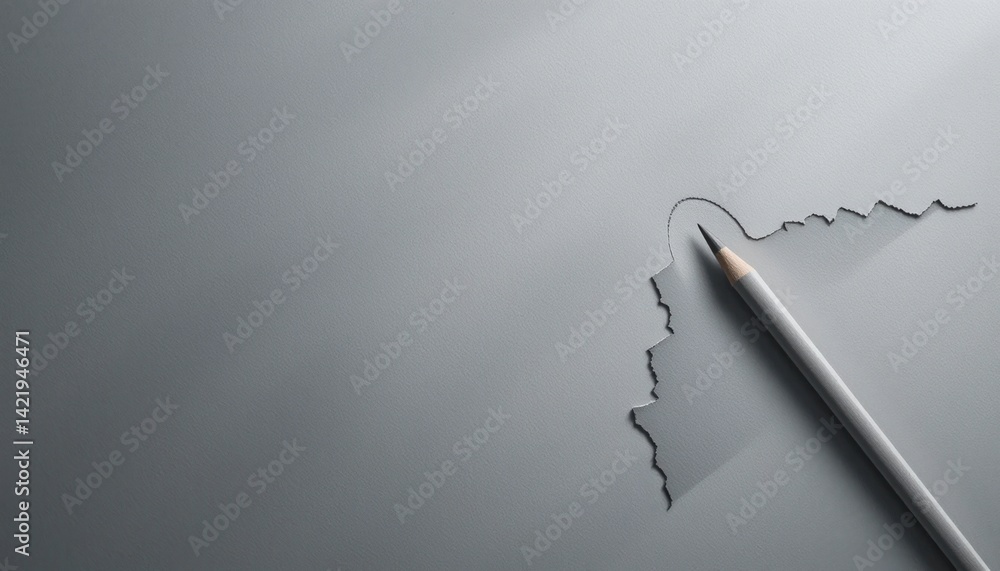 Poster sketching a creative concept with a pencil on blank paper artistic workspace minimalist environment 