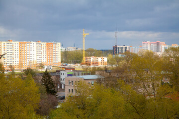 Construction of houses in a modern city