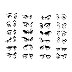 eyes vector set of black and white elements