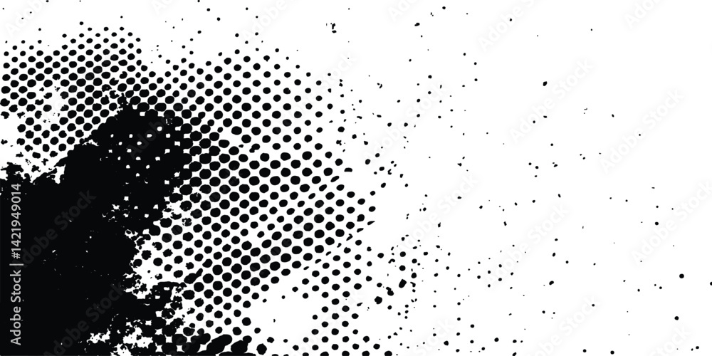 Poster grunge black and white distress. dot texture background. halftone dotted grunge texture. grunge text
