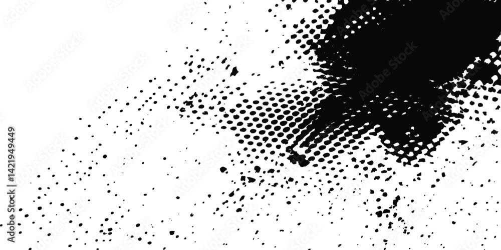Poster grunge black and white distress. dot texture background. halftone dotted grunge texture. grunge text