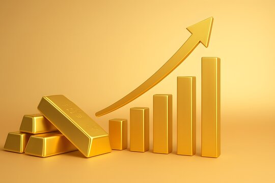 Gold Bullion with Growth Chart Representing Financial Success