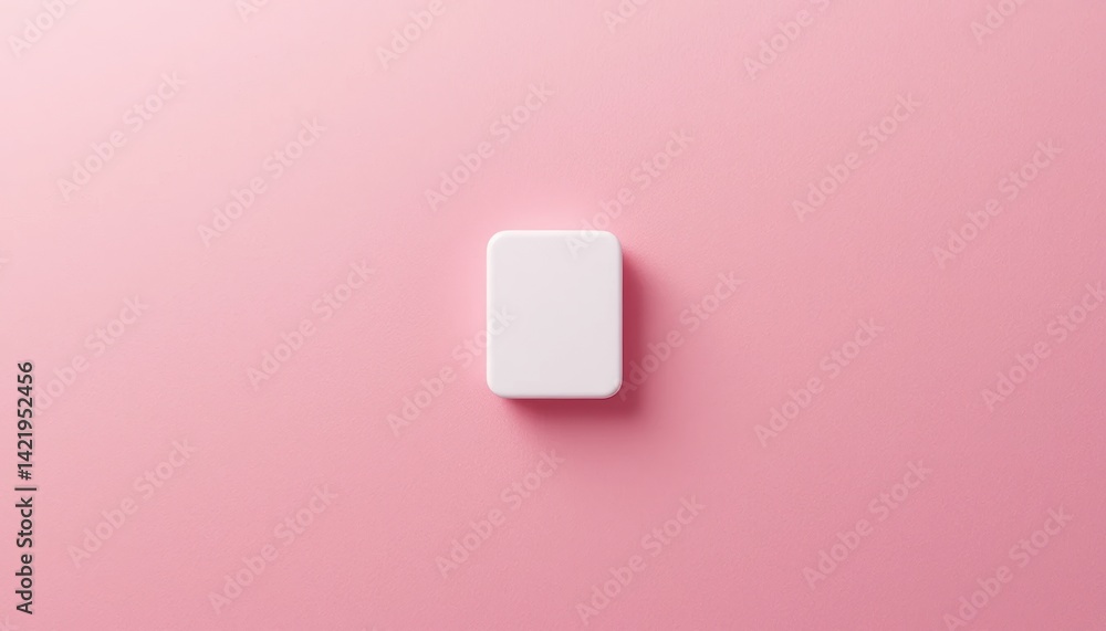 Poster minimalist white square object on soft pink background product photography studio setting close-up p