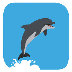 Fototapeta premium Dolphin jumping out of water with blue background vector illustration for ocean wildlife design 