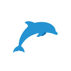 Fototapeta premium Blue dolphin jumping silhouette simple ocean animal vector illustration design 