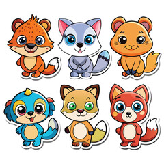 Cute cartoon animal stickers