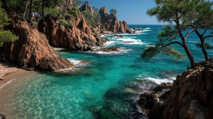 Fototapeta premium Coastal paradise with turquoise water (1)