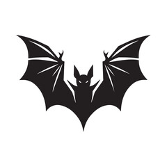 Flat Bat Silhouette Design
