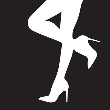 Nude Woman Hot Pose in High Heels Leg Vector Art Black White S E X Y Model Fashion Vector Art Illustration Outline Art