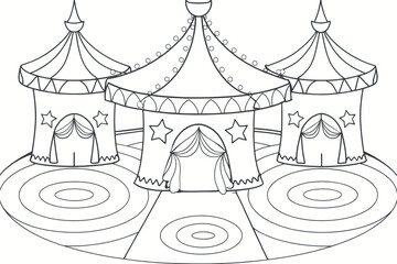 Simple Black and White Circus Tent Drawing for Coloring