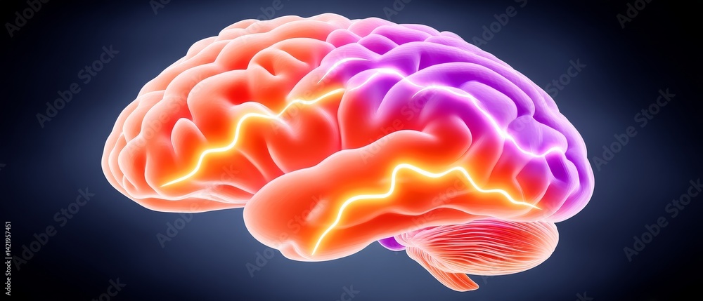 Poster dynamic brain activity visualization digital art abstract concept dark background high detail