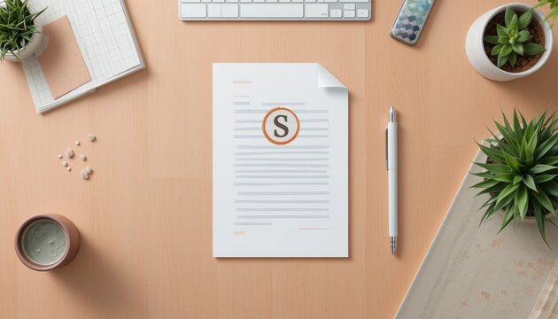 Efficient workspace organization document management home office office supplies minimalist design aerial view productivity tips