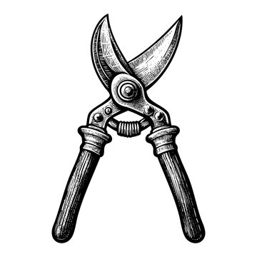 black and white garden shears clip art preview