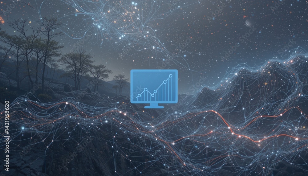 Aufkleber data visualization trends and insights in technology landscape digital environment infographic style