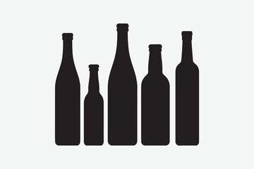  black silhouette of bottle set