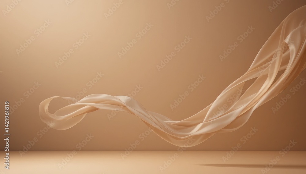 Poster fluid motion of ethereal fabric in minimalistic studio setting abstract art soft lighting contempora
