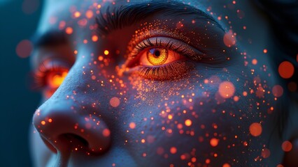 Artistic red particle face