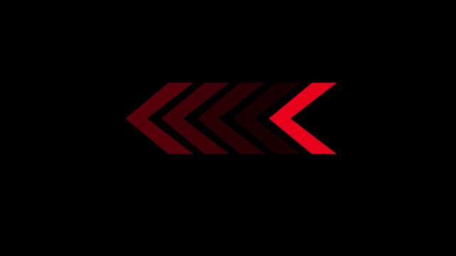Left-directional arrow loop animation. Animated arrows for the overlay video layer. Red left arrow .4k animation.